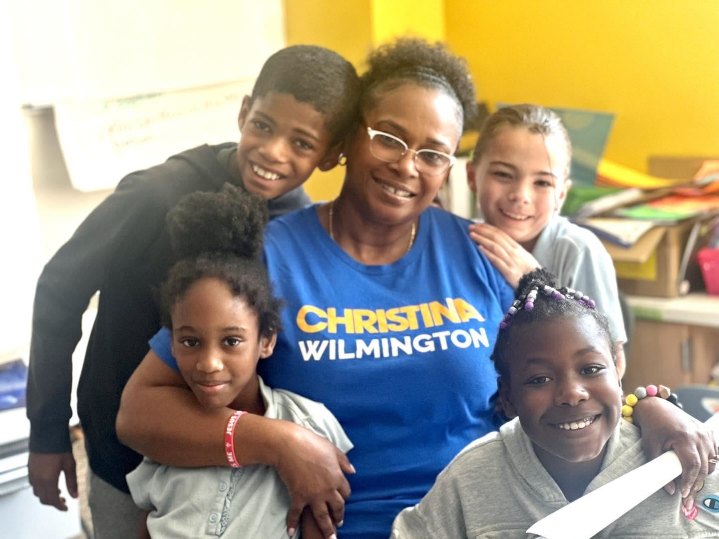 Teacher with students